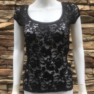 WHBM Black Lace Top